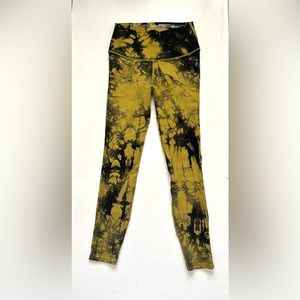 GOOD AMERICAN Black & Yellow Tie Dye Seamless Leggings ~ 00/0 X-Small